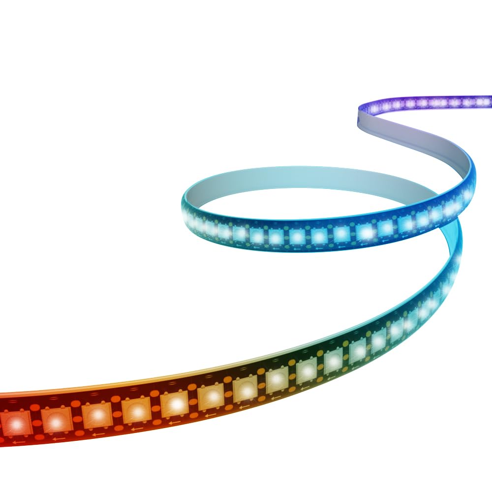 CUQI WS2812B LED Streifen, Individuell Adressierbar 5050 SMD 256 RGBIC LED Stripe für DIY-Design und Heimdekoration(Schwarz, 144LEDs/1M)