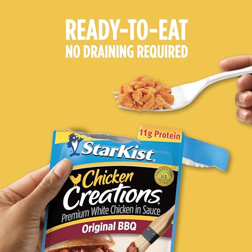 Image of StarKist Chicken Creations Original BBQ, 2.6oz Pouch, 1-Pack | 11g Protein Per Serving, Fully Cooked White Meat, Soy Free, No Draining, Ready to Eat for Salad and Sandwiches