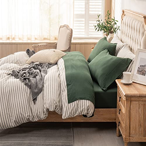 PURE ERA Jersey Knit 4pc Bed Sheet Set 100% T-Shirt Cotton Super Soft Comfy Breathable Fits Mattress Up to 20" Extra Deep Pocket (Solid Forest Green, King)