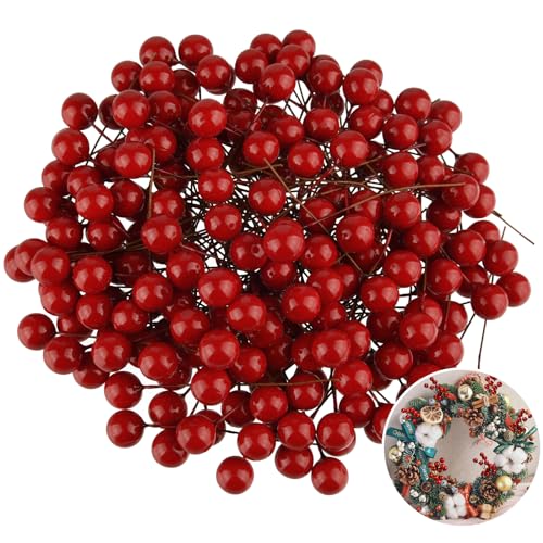 PLULON 200 Stück weihnachtliche rote Stechpalmenbeeren künstliche...
