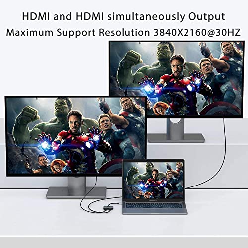 Image of USB C Docking Station USB Type C to Dual Monitor HDMI Adapter 4K@60HZ for MacBook Pro 2020-2016,MacBook Air 2020-2018,Chromebook Pixel,LenovoYoga 720 /730,Surface Book 2 etc