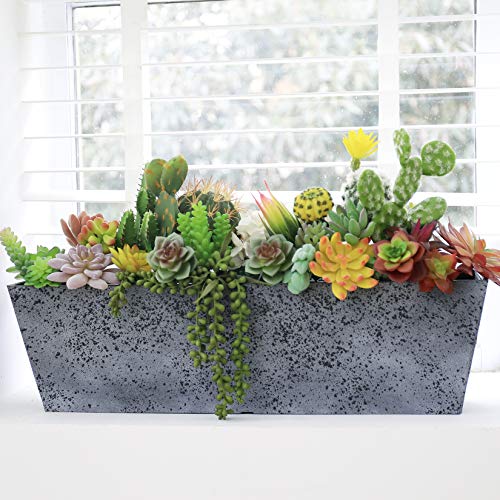 LA JOLIE MUSE 21.7 Inch Long Window Planter Box Outdoor, Rectangular Plastic Planter for Indoor and Outdoor, Minimalist Chic Succulent Planter, Rock Gray, Set of 2, 21.7 x 6 x 5.8 inch - Image 4