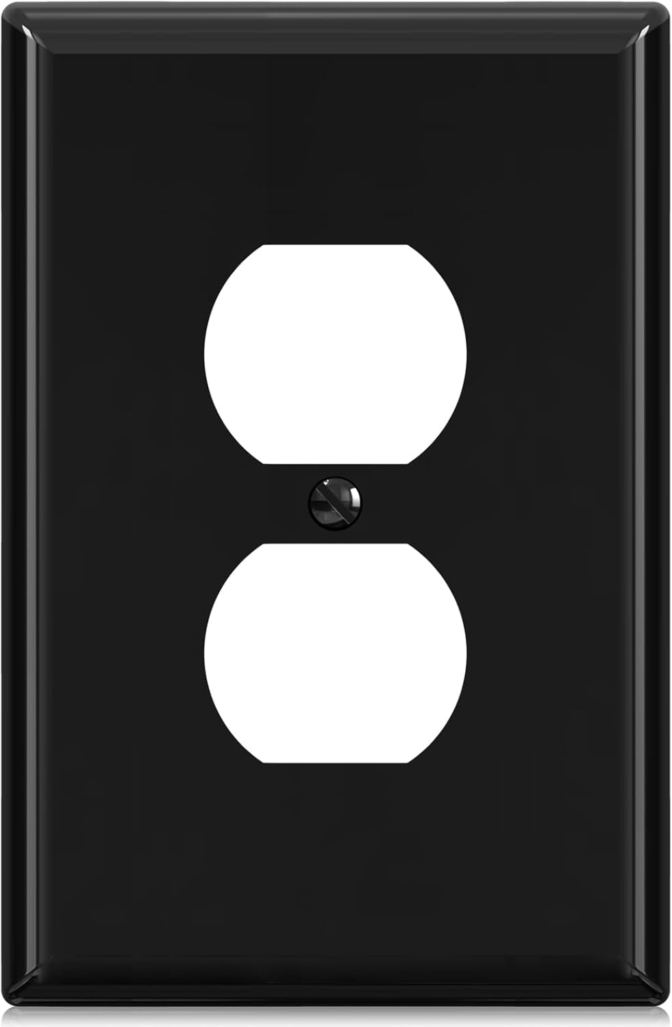 ELEGRP Large Size Outlet Covers Wall Plate, 1-Gang Duplex Electric Outlet Covers, Unbreakable Polycarbonate Wall Covers, UL Listed, Color-matched Screws Included (2 Pack, Glossy Black)