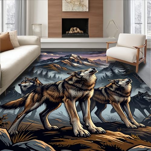 Design&I Low Pile Flatwoven Area Rug 6x9, Mountain Pack Leader