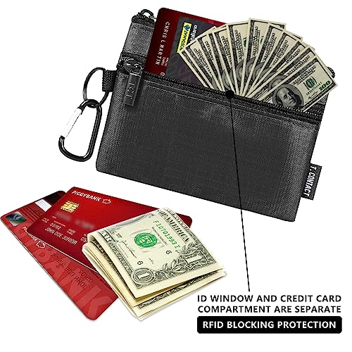 Slim RFID Blocking card holder with ID Window & Keychain - Waterproof, Compact, and Secure for Men & Women - Minimalist Design with Lanyard(Black)4