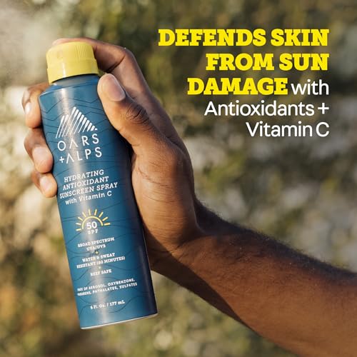Oars + Alps Sunscreen Spray for Face & Body Spray Sunscreen Infused with Vitamin C & Antioxidants, No White Residue, Water & Sweat Resistant, All Skin Types, Lightweight, Hydrating, SPF 50, 6 Oz, 2pk - Image 5