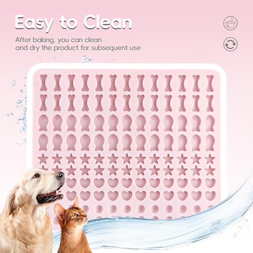 Gentpovth Silikon-Backmatte, Backformen für Haustiere, Antihaft-Silikonformen für Hunde- und Katzenkekse, Herstellung von Leckereien für Haustiere (Rosa)
