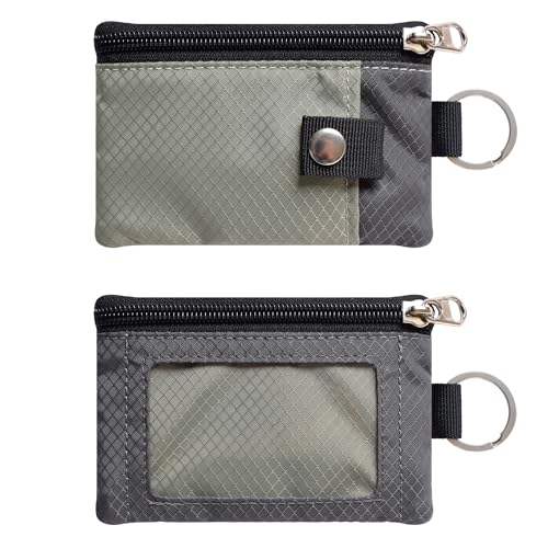 Image of CHENSPRX Minimalist RFID Blocking Small Wallet with ID Window,WaterResistant Zip Id Case Wallet with Lanyard Keychain for Cards,Cash,Travel,Women,Men
