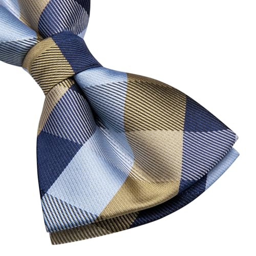 Image of Dubulle Mens Paisley Striped Bowtie Set Pre-tied Bowtie for Men and Pocket Square Set Wedding Business