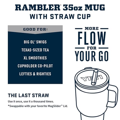 Image of YETI Rambler 35 oz Tumbler with Handle and Straw Lid, Travel Mug Water Tumbler, Vacuum Insulated Cup with Handle, Stainless Steel, Cape Taupe