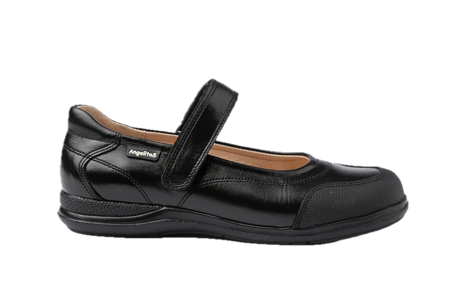 Angelitos Bailarina Colegial Clásica Mod.462,Calzado Nacional,100% Piel (Negro, numeric_39)