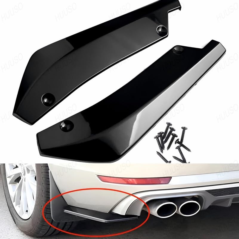 Angled Rear Bumper Splitter Diffuser Canard Valance Spoiler Fin Trim Skirt Protector Glossy Black Compatible with Hyundai Creta (Type-II) 2020 Onwards
