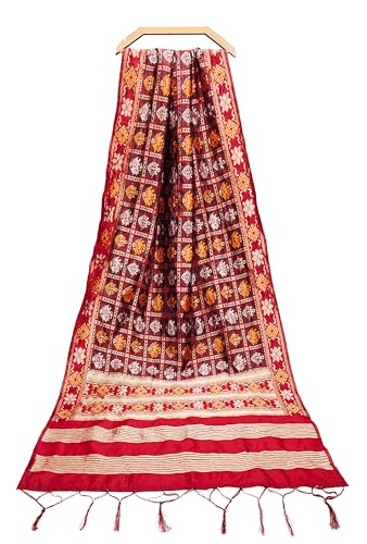 Image of TRENDMALLS Women's Jacquard Silk Ethnic Patola Floral Design Dupatta Ethnic Motif Pattern