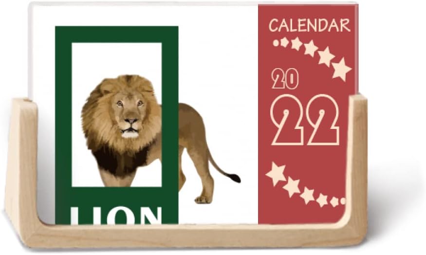 N/A lion cat ferocious art deco fashion desk calendar planner 12 month