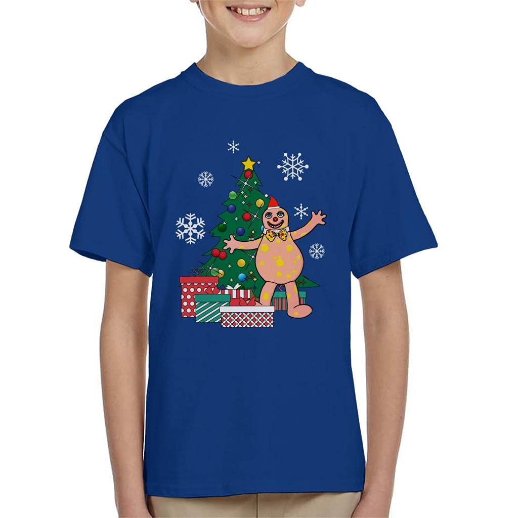 Cloud City 7 Mr Blobby Around The Christmas Tree Kid's T-Shirt Royal Blue