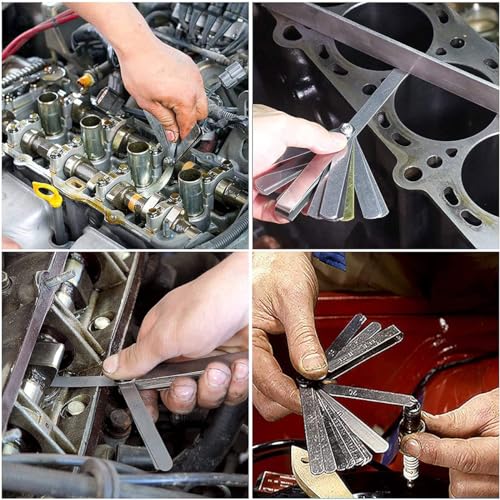 Image of Serplex 2pcs Steel Feeler Gauge Gap Widths Measuring Tool Dual Marked Feeler Gauge Metric and Imperial Measuring Tool Curved Blade Feeler Gauge