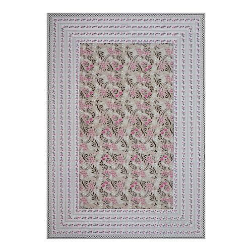 Image of 100% Cotton Single Bedsheet with 1 Pillow Cover | 240 TC Pure Cotton Flat Bed Sheet | Traditional Jaipuri Printed Bedding Set | Soft & Breathable | 60 x 90 Inch (Rangmahal Single 22)