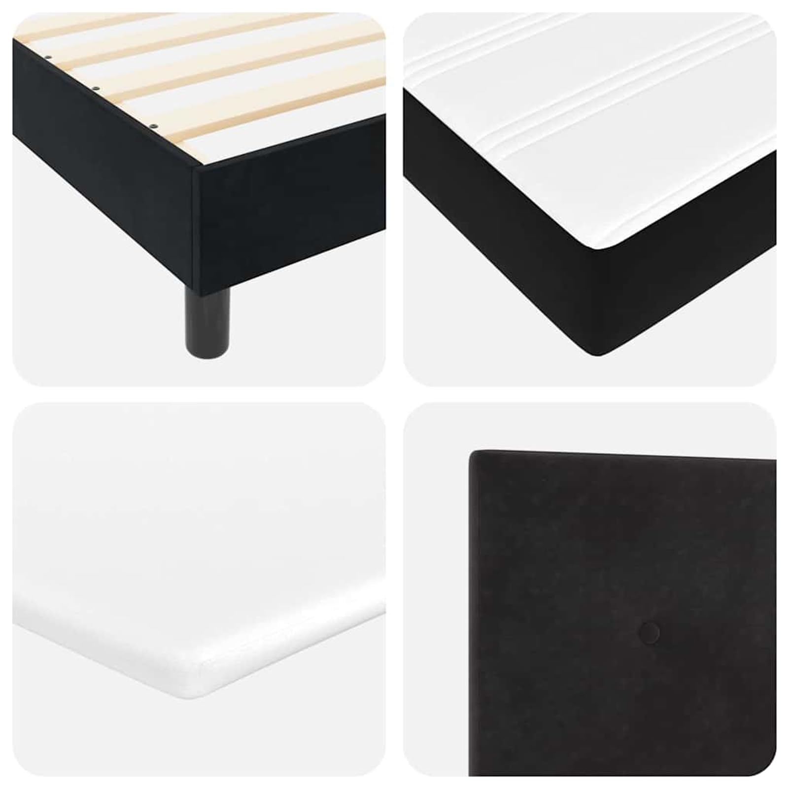 ATOMSTACK MAKER Cama con somier de 90 x 200 cm con iluminación RGB, cabecero ajustable (2 alturas), tapizado en negro aterciopelado, incluye colchón de muelles ensacados y cubrecolchón – Cama