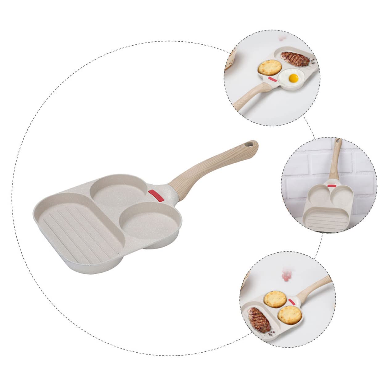 Padella Veloce per Lega Alluminio di Beige in e Multiuso Pancake Resistente Antiaderente Forma Rotonda per Cucina e Campeggio per Frittate e Colazione