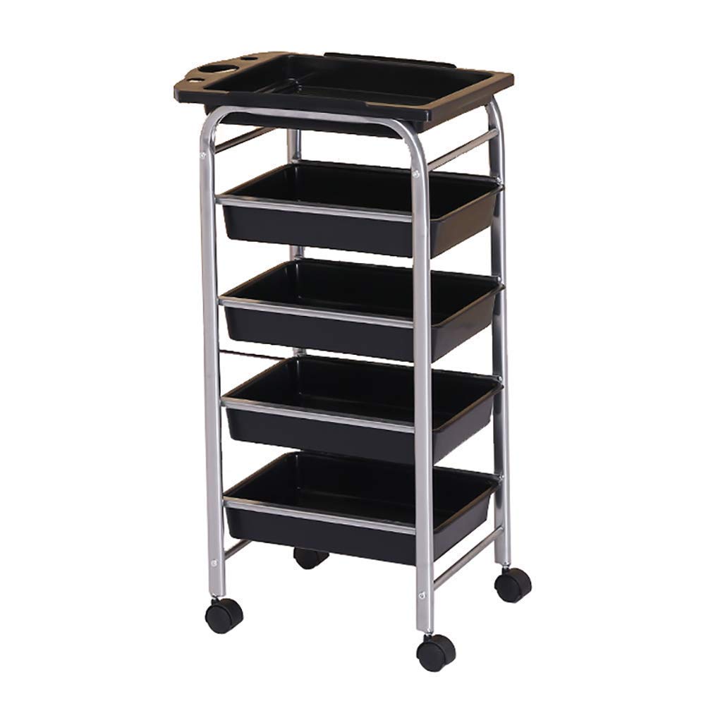 DFEDHF Trolley On Wheels Tool 5 Tier Beauty Salon Cart with Drawers, Tattoo Rolling Trolley for Beauty Tools, SPA Utility Cart for Accessories Holder, Sliver Color Transportation