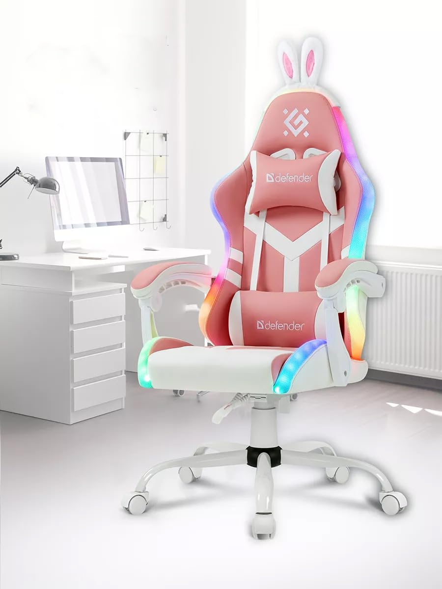 Defender Gaming-Stuhl IDEAL, Bürostuhl, ergonomischer Computerstuhl mit Kopfstütze, verstellbares Lendenkissen, höhenverstellbar, ROSA