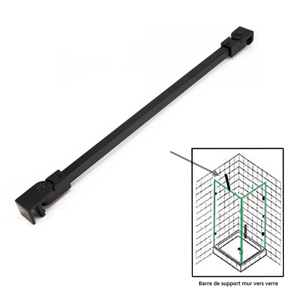 Bras de support mural en acier inoxydable pour verre de douche fixe sans cadre M-Home noir mat pour verre de 6 mm à 10 mm