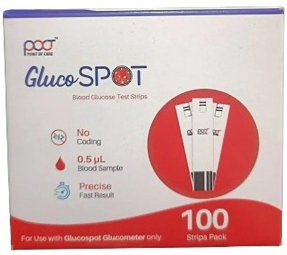 GlucoSpot Blood Glucose Test Strips, 100 Count Pack, 0.5 µL Sample Size, No Coding Required-image-15