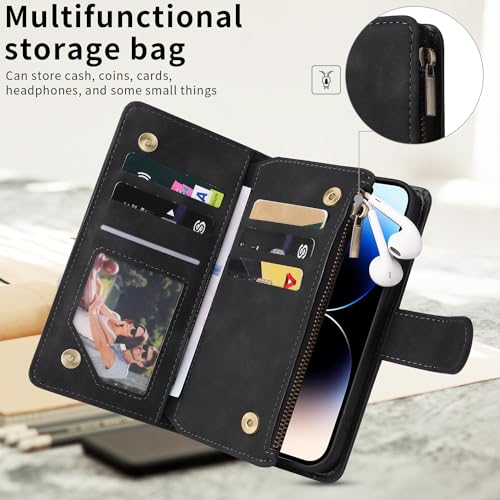 Étui iPhone 15 Pro portefeuille résistant aux chutes QLTYPRI