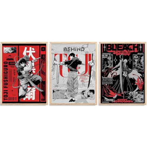Image of walllane Anime Characters Wall Framed Posters Aesthetic Posters with Frames | Japanese Anime Characters Framed Poster for Living Room Bedroom Gaming Room Studio Wall Decor Set Of 3 (10 X 13 inch)