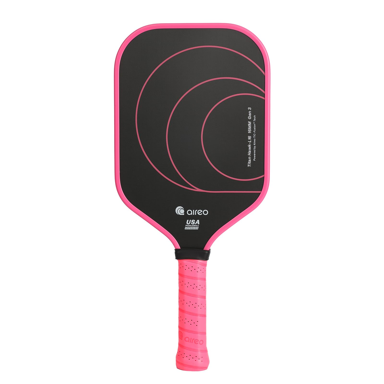 AIREO Titan Hawk L14 Gen 3 Pickleball Paddle – Real Titanium + T700 Carbon Fiber Face, Ultra Spin Surface, 14mm Core, Power & Control, Hot Pink, USAPA Approved for Advanced to Pro Players