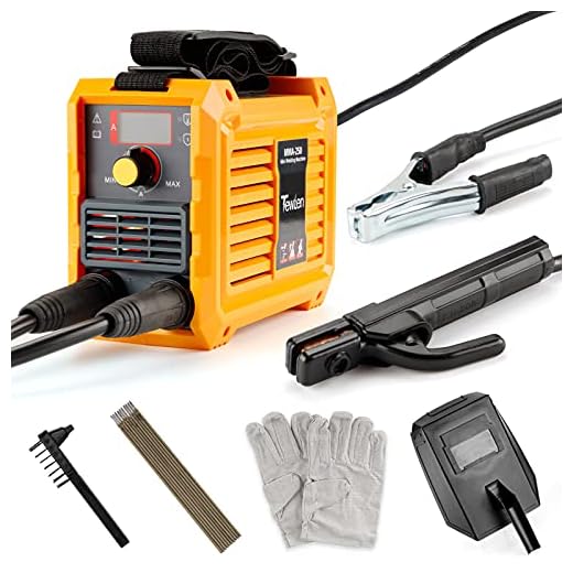 250Amp MMA Welder, TEWLEN ARC Welding Machine Kit, Portable IGBT Digital Display LCD Hot Start Welder Electric Welder Machine with Electrode Holder,Earth Clamp,Mask,Brush,Welding Rods,Gloves (Yellow)
