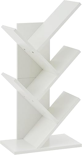 Miniatura 9 de Hoctieon Estantería de árbol de 4 niveles, estantería de 4 estantes, estantería de árbol de pie independiente, estante de pie para libros, estantes