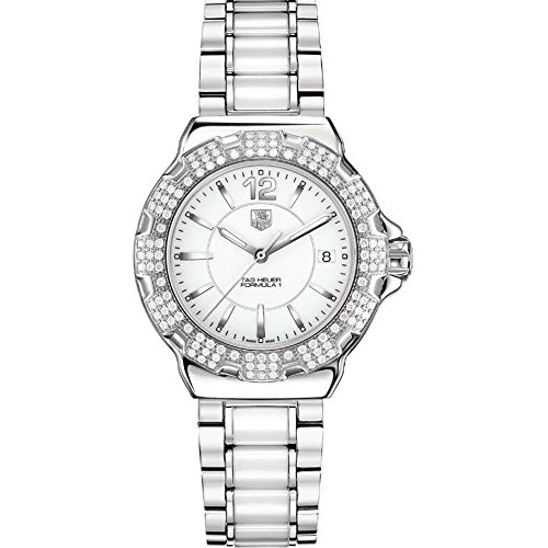 Tag Heuer Formula 1 White Dial Diamond Stainless Steel White Ceramic Ladies Watch WAH1218.BA0861