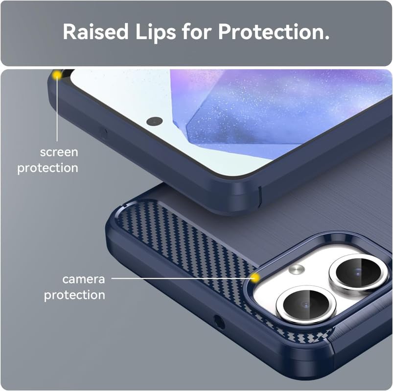 Image of NPRC Hybrid Ultra Slim Protective Case TPU Non-Slip Carbon Fiber Texture Shockproof Case Cover for Samsung Galaxy A06 - Blue