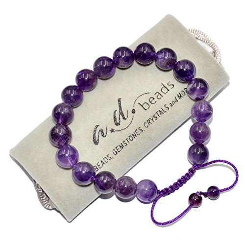Image of AD Beads Natural 10mm Gemstone Bracelets Healing Power Crystal Macrame Adjustable 7-9 Inch