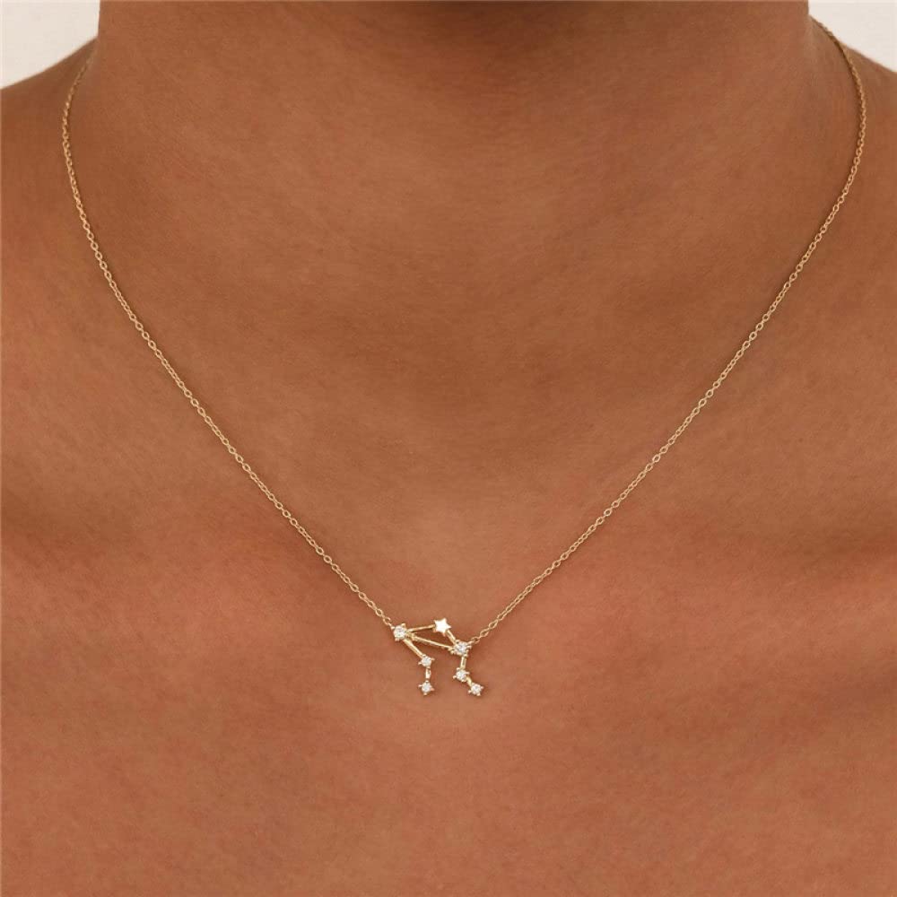 Collar de Plata para Mujer, Collar de Plata esterlina S925 Horóscopo Libra Signos del Zodiaco circón Piedra Natal Moda Joyería Regalo for mamá niños niñas