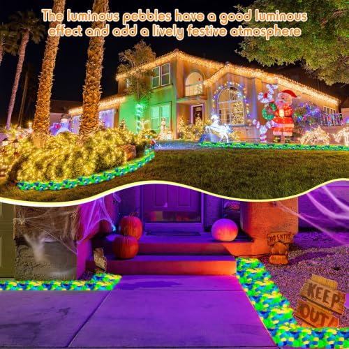 Image of 300 Pcs 1.8 Inch Large Glow in The Dark Rocks Glow in The Darks Pebbles Outdoor Fish Tank Rock Aquarium Luminous Stone for Landscaping Succulent Plant Decor, 4700g /10.36lbs (Multicolor)