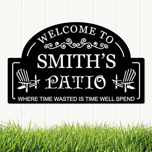 Personalized Metal Patio Sign Patio Signs and Decor Outdoor Welcome to Our Patio Wall Decor Custom Patio and Decor Personalized Outdoor Signs for Patio Backyard Metal Sign Housewarming Gift