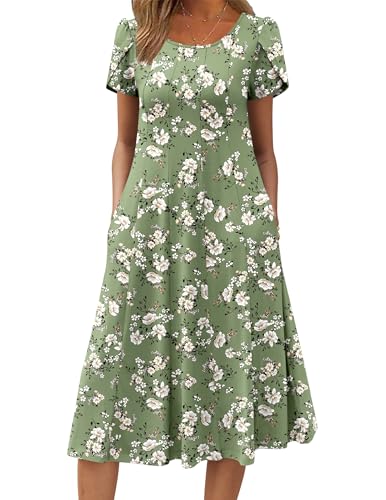 Image of ZEAGOO Womens Casual Dresses for Summer Short Sleeve Flare Midi Dress Loose Flowy Beach Sundress