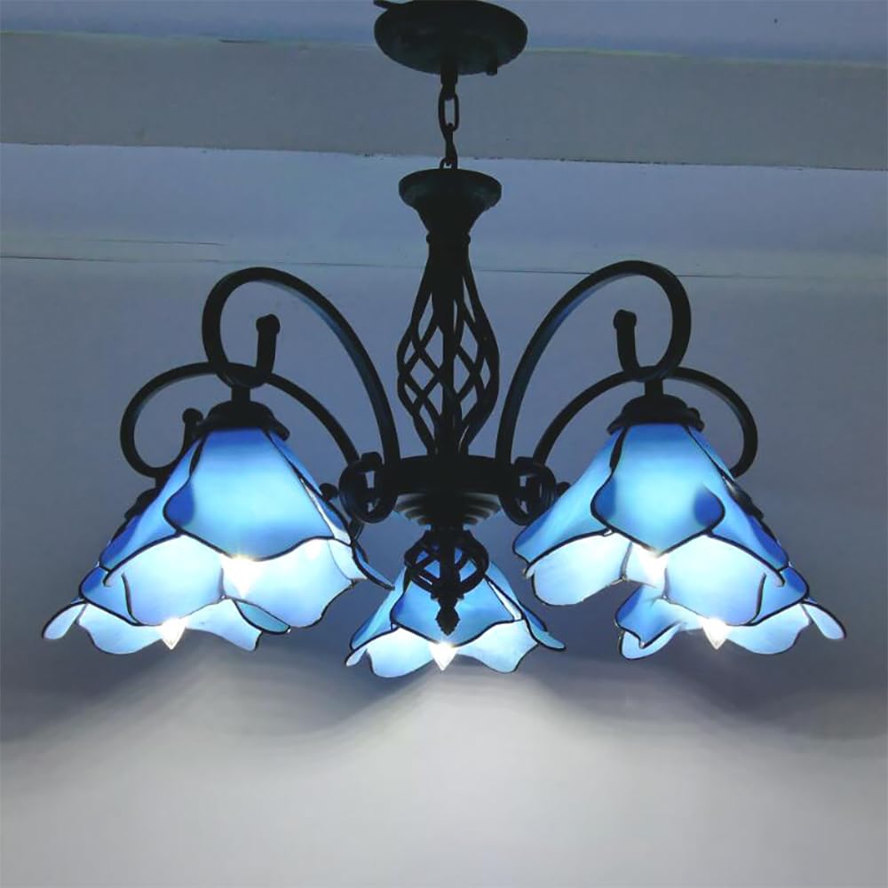 FZQSXAZU American Retro Chandelier LED Mediterranean Sea Creative Cafe Living Room Restaurant Bedroom Villa Hotel Pendant Lights+ (B 5 Lights)