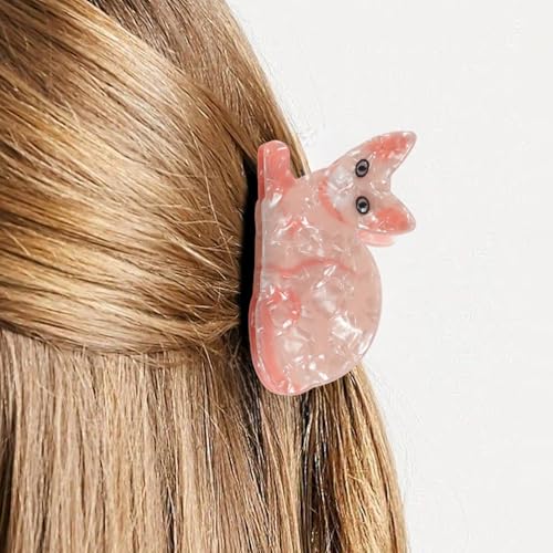 Pinza para cabello con diseño de gato rosa nude miniatura 6