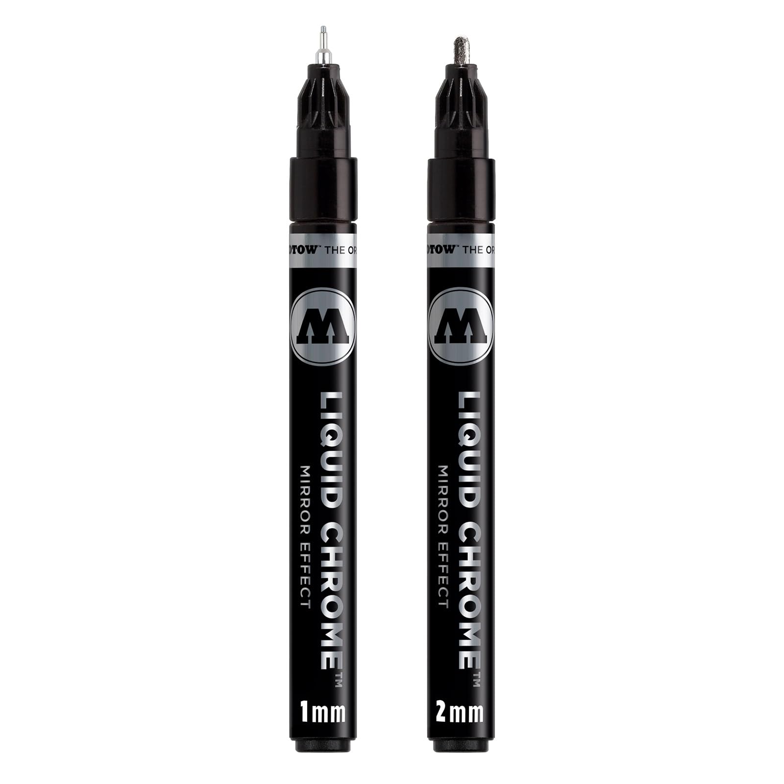 Molotow liquid chrome marker (with special ink for real mirror effect). 2 Piece 1 und 2 mm
