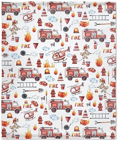 Fire Truck Blanket Gifts Ultra Soft Cozy Throw Flannel Blanket, Lightweight Fuzzy Fleece Blanket Warm Plush Throw Blankets for Couch, Sofa, Bed 40″x50″ for Kids