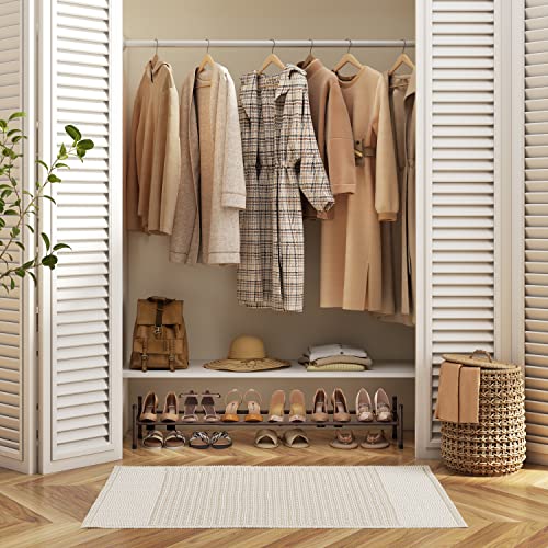 Tajsoon Expandable Shoe Rack Organizer, 1 Tier Adjustable & Stackable Shoe Shelf, Metal Iron Shoe Storage Organizer For Closet Bedroom Entryway, Bronze #TOP5