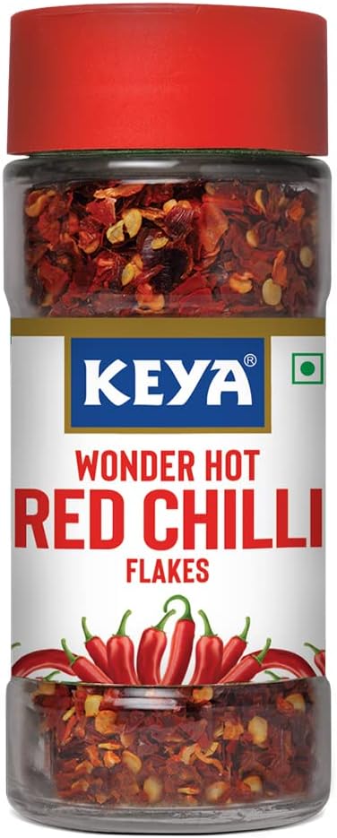 Red Chilli Flakes | Dry Red Chilli Flakes Seasonings | Aromatic Spicy Dried Pizza Pasta Seasoning | Zero added Colours, Fillers, Additives & Preservatives | 100% Natural | 40gm