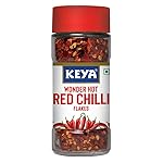 Keya Red Chilli Flakes | Dry Red Chilli Flakes Seasonings | Aromatic Spicy Dried Pizza Pasta Seasoning | Zero added Colours, Fillers, Additives & Preservatives | 100% Natural | 40gm