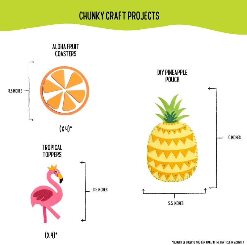 jackinthebox Hawaiian Tropical Themed Craft Kit | Incl. Beautiful Felt Pineapple Sewing Kit | 3 Different Crafts-in-1 | Best Craft Kit for Girls Ages 7 to 10 Years