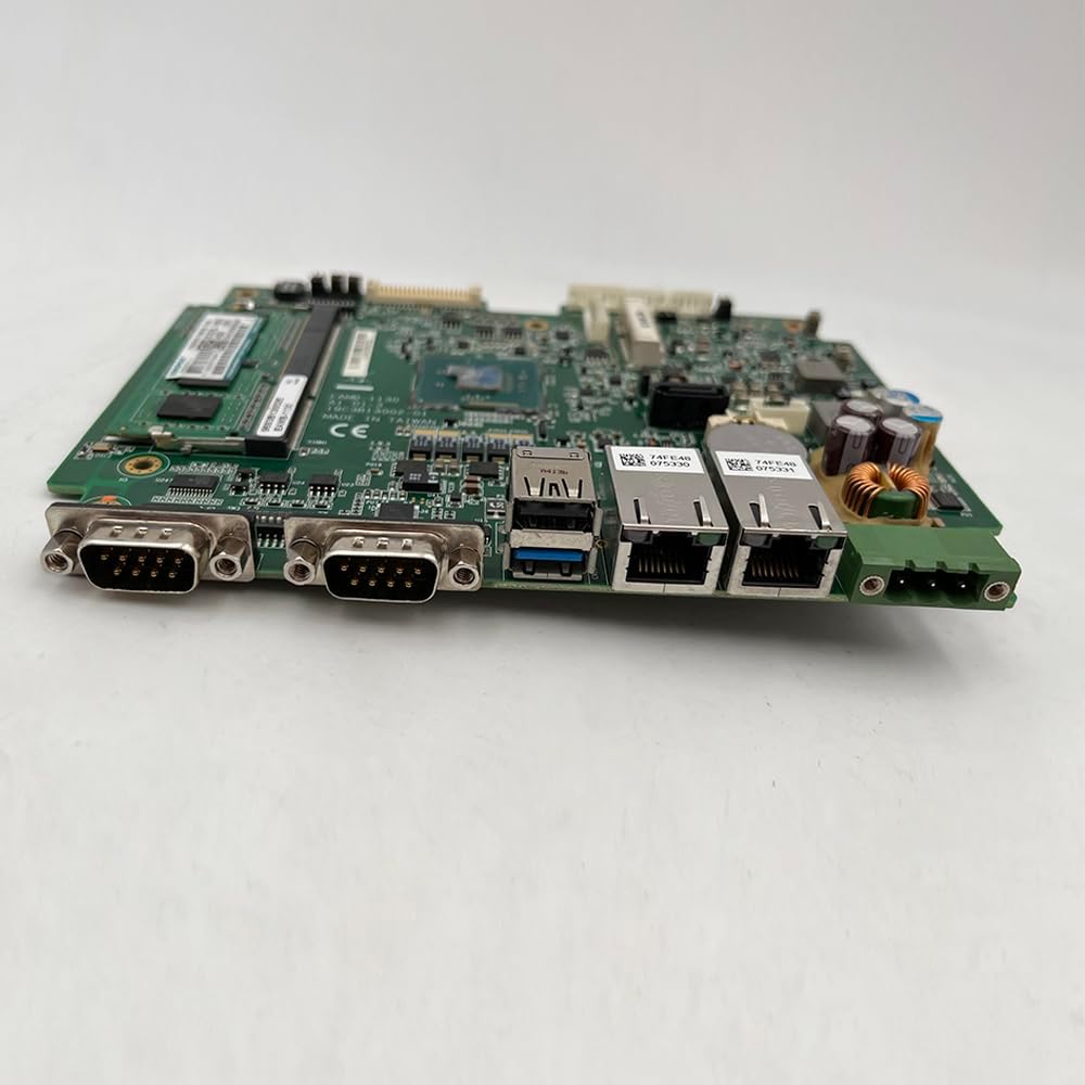 Side view of the EAMB-1130 motherboard highlighting I/O ports such as RJ45 and serial connectors.