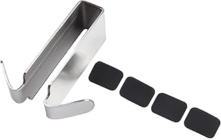 Double Hooks for Glass Shower Door, Towel Hooks Over Bathroom Glass Wall, 304 Stainless Steel No Drill Mount Shower Towel Hook, Silver (2-Pack)