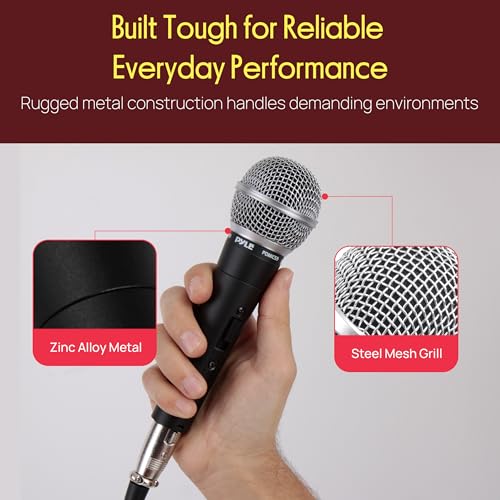 Pyle Professional Dynamic Vocal Microphone - Moving Coil Dynamic Cardioid Unidirectional Handheld Microphone with ON/OFF Switch Includes 15ft XLR Audio Cable to 1/4'' Audio Connection - PDMIC59 - Image 5